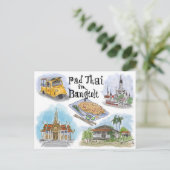 Travel Sketch Postkarte: Pad Thai in Bangkok Postkarte (Stehend Vorderseite)