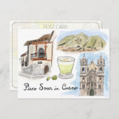 Travel Sketch Postkarte: Pisco Sour in Cusco, Peru Postkarte (Vorne/Hinten)