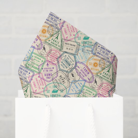 Travel Stamps Decoupage Seidenpapier (Geschenktüte)