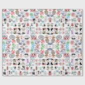 Travel Stamps Pattern Wrapping Paper Geschenkpapier (Flach)