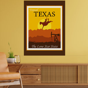 Travel Texas, der einstündige Staat Poster