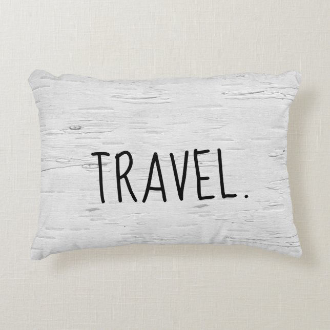 TRAVEL Text auf Birch Tree Akzent Pillow Dekokissen (Vorderseite)