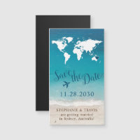 Travel Theme Beach Wedding Save the Date Magnet