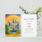 Travel Theme Seoul Südkorea Save the Date Card (Stehend Vorderseite)
