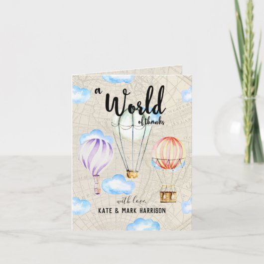 Travel Themed Baby Shower | Thank You Note Dankeskarte (Vorderseite)