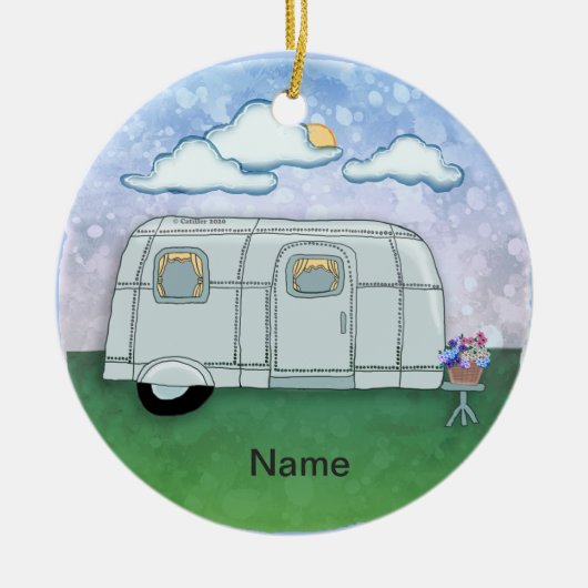 Travel Trailer  Keramik Ornament (Vorne)
