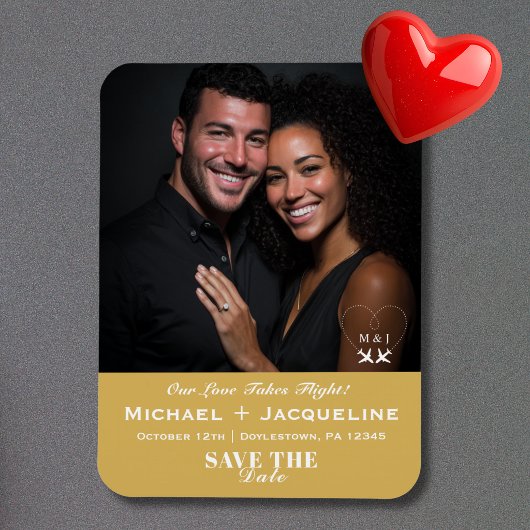 Travel Wedding Gold Elegant Save the Date Photo  Magnet