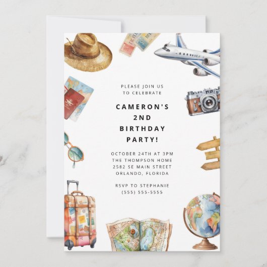 Travel World Birthday Invitation Einladung (Vorderseite)