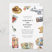 Travel World Birthday Invitation Einladung (Vorne/Hinten)