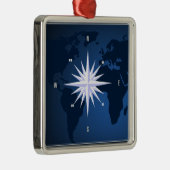 Travel World Map Compass Rose Ornament Aus Metall (Rechts)