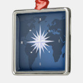 Travel World Map Compass Rose Ornament Aus Metall (Links)