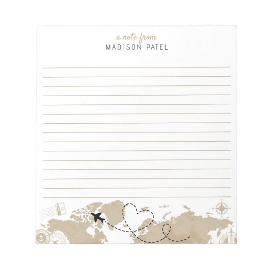 Travel World Map Personalisiert Notepad Notizblock (Vorderseite)