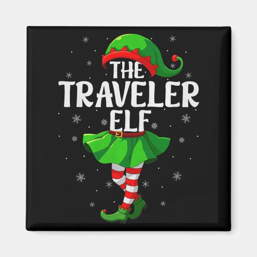 Traveler Elf Christmas Girls Women Elf Squad Xmas Magnet (Vorne)
