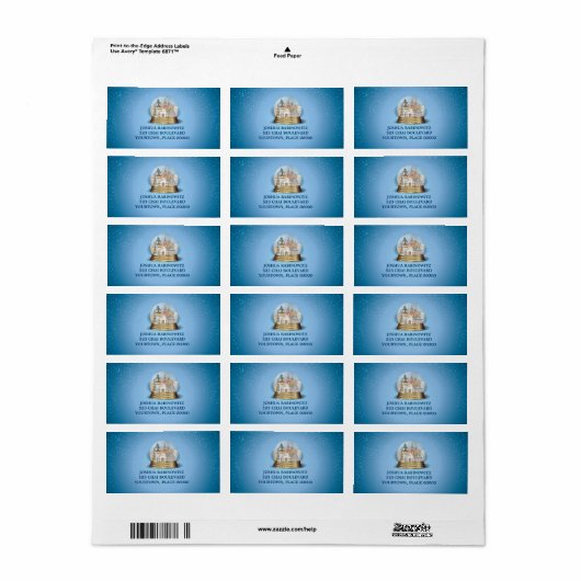 Traveler Snow Globe Bar Bat Mitzvah Adressaufkleber (Vorne)