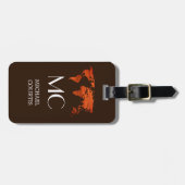 Traveler Wood World Map schwarzer Mit Monogramm Na Gepäckanhänger (Vorderseite horizontal)
