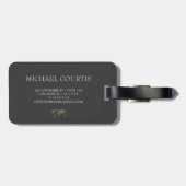 Traveler Wood World Map schwarzer Mit Monogramm Na Gepäckanhänger (Rückseite horizontal)