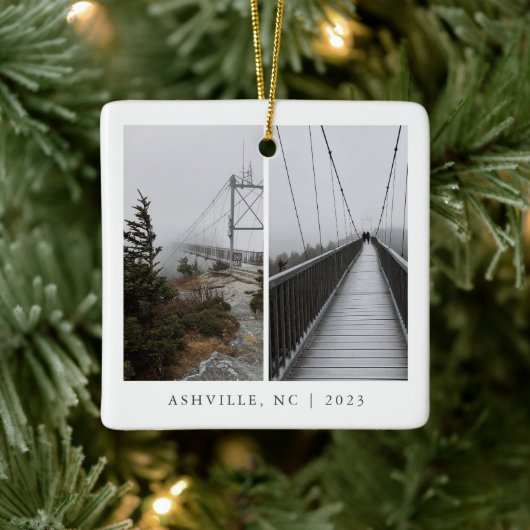 TravelfotoCollage Custom Memory Keepake Keramikornament (Baum)