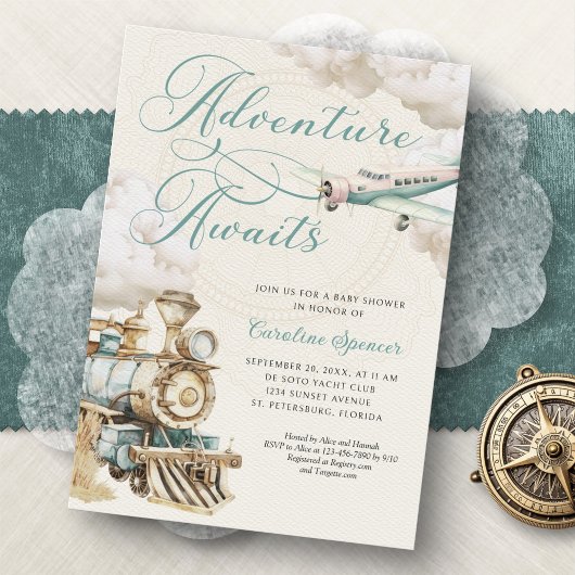 Traveling Adventure Baby Shower Invitation Einladung
