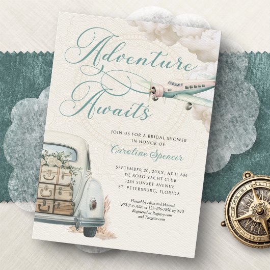 Traveling Adventure Bridal Shower Invitation Einladung