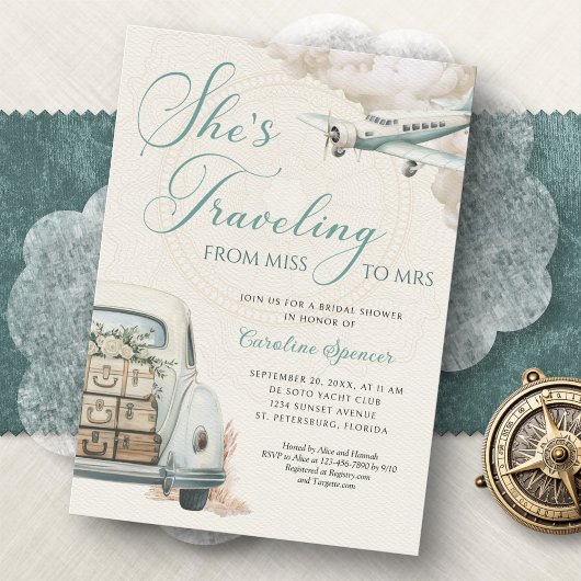 Traveling Adventure Bridal Shower Invitation Einladung