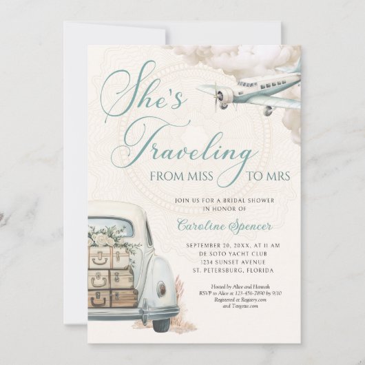 Traveling Adventure Bridal Shower Invitation Einladung (Vorderseite)