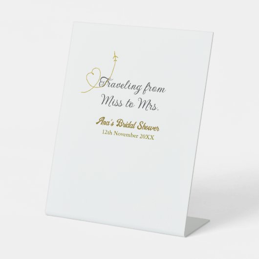 Traveling from Miss to Mrs bridal shower add name Sockelschild (Vorderseite)