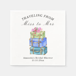Traveling from Miss to Mrs Vintage Bridal Shower Serviette