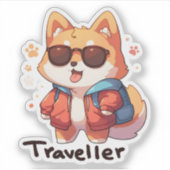 Traveller Anime Cooler Hund Aufkleber (Vorderseite)