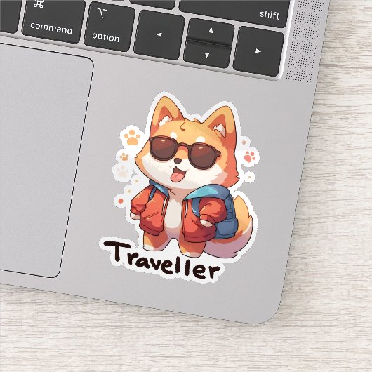 Traveller Anime Cooler Hund Aufkleber (Detail)