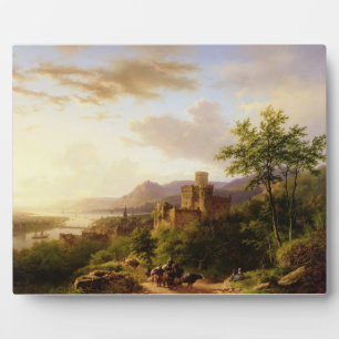 Travellers on a Path in an extensive Rhineland Lan Fotoplatte