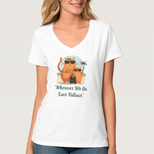 Travelling Cat Love Moment T-Shirt (Vorderseite)