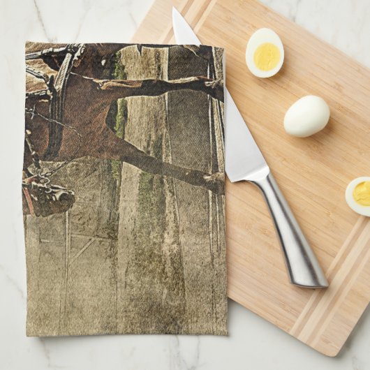 Travelling Light Old Couple on Wagon Geschirrtuch (Viertel Falte)