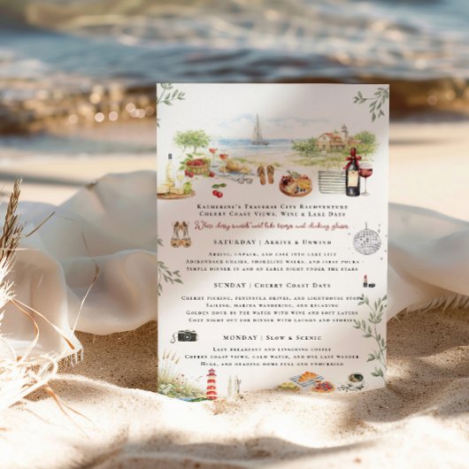 Traverse City Bachelorette Weekend Itinerary  Einladung