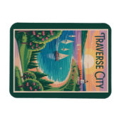 Traverse City Lake Michigan Illustration Magnet (Horizontal)