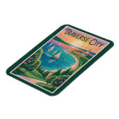 Traverse City Lake Michigan Illustration Magnet (Linke Seite)