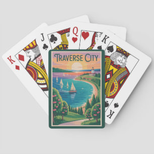 Traverse City Lake Michigan Illustration Spielkarten