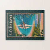Traverse City Michigan Illustration Kunst und Kult Puzzle (Horizontal)