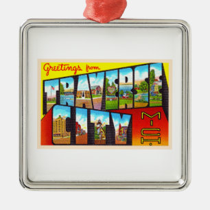 Traverse City Michigan MI Großbuchstabe Postkarte Ornament Aus Metall