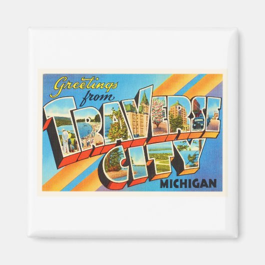 Traverse City Michigan MI Vintage Reise Souvenir Magnet (Vorne)