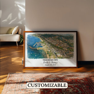 Traverse City Michigan Poster, Aquarell, Maßgeschn Poster