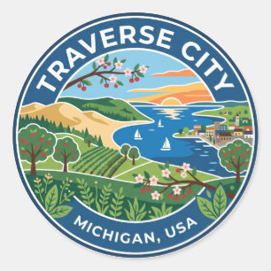 Traverse City Michigan Runder Aufkleber