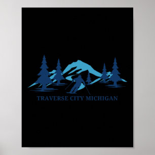 Traverse City Michigan Ski Resort Skifahrer Poster