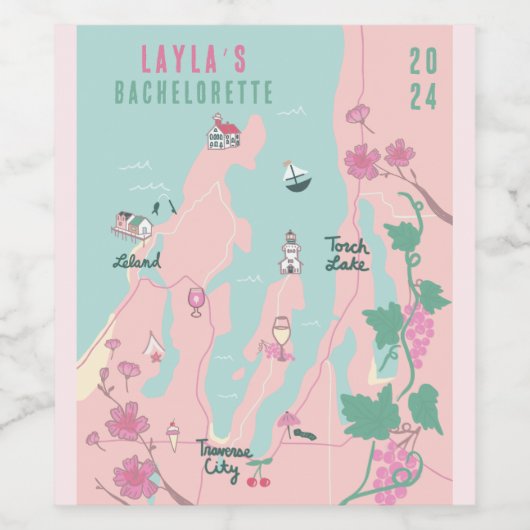 Traverse City Michigan Weinroute Mendrisiotto Weinetikett (Einzelnes Label)