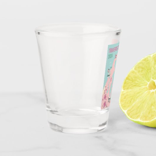 Traverse City Michigan Wine and Cherry Map Schnapsglas (Links)