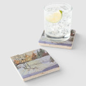 Travertin-Untersetzer Steinuntersetzer (Seitenansicht)