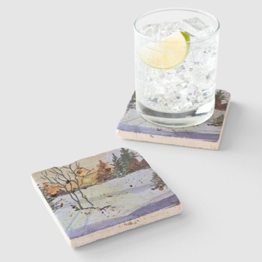 Travertin-Untersetzer Steinuntersetzer (Seitenansicht)