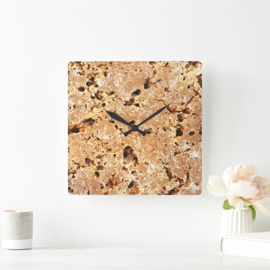 Travertine Stone Look Quadratische Wanduhr (Zuhause)