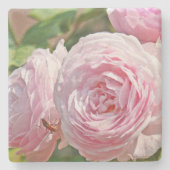 TRAVERTINE STONE UNTERSETZER "PALE PINK ROSES" (Vorderseite)