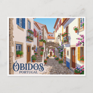 Travessa do Quebra Costas Óbidos Portugal Postkarte
