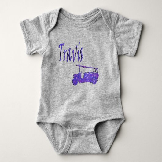 Travis-Name mit Feuerwehrfahrzeug, Baby-Bodysuit Baby Strampler (Vorderseite)